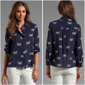 Alice + Olivia Zebra Silk Blouse